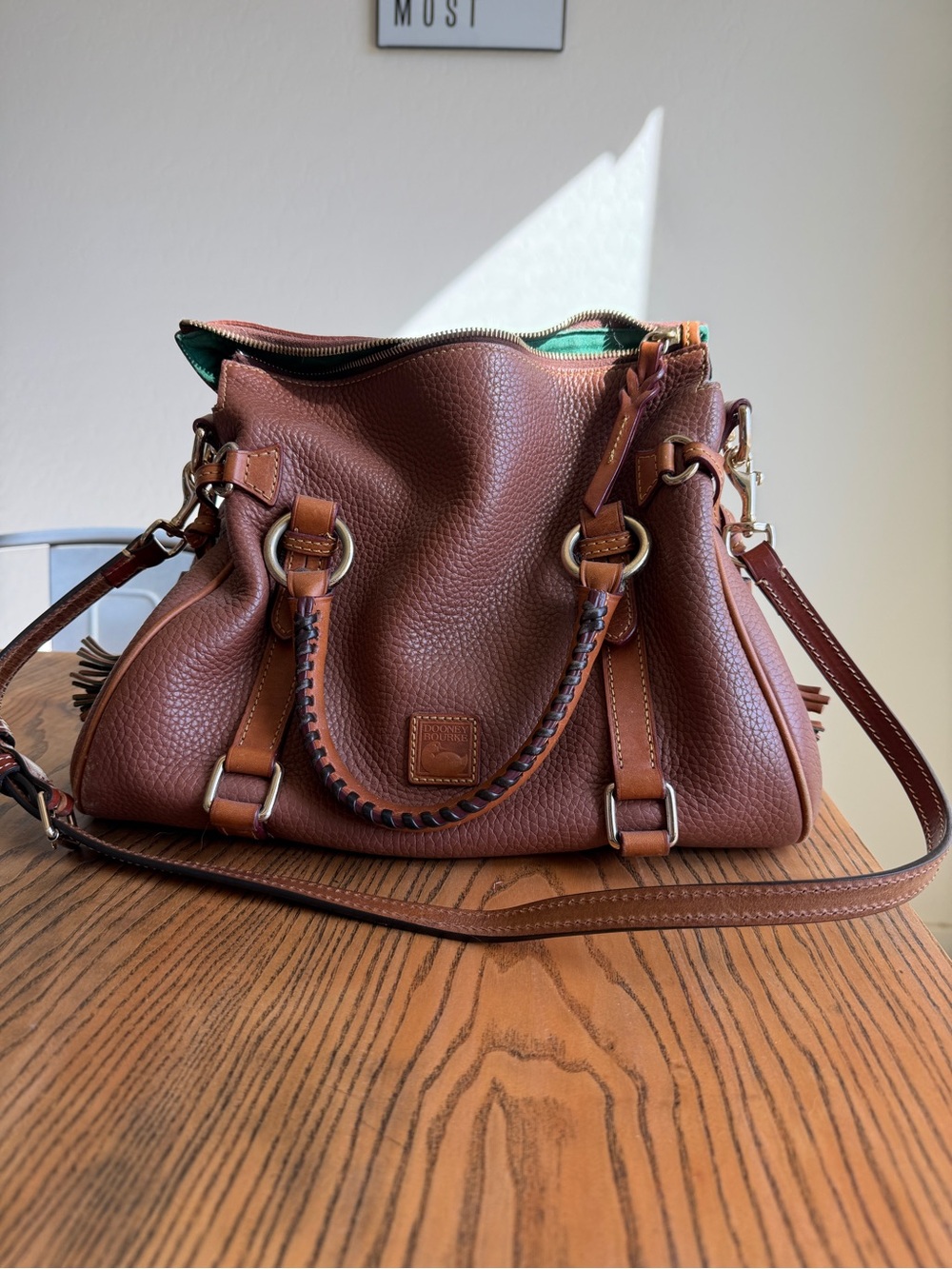 Dooney & Bourke Brown Pebbled Leather Shoulder Bag